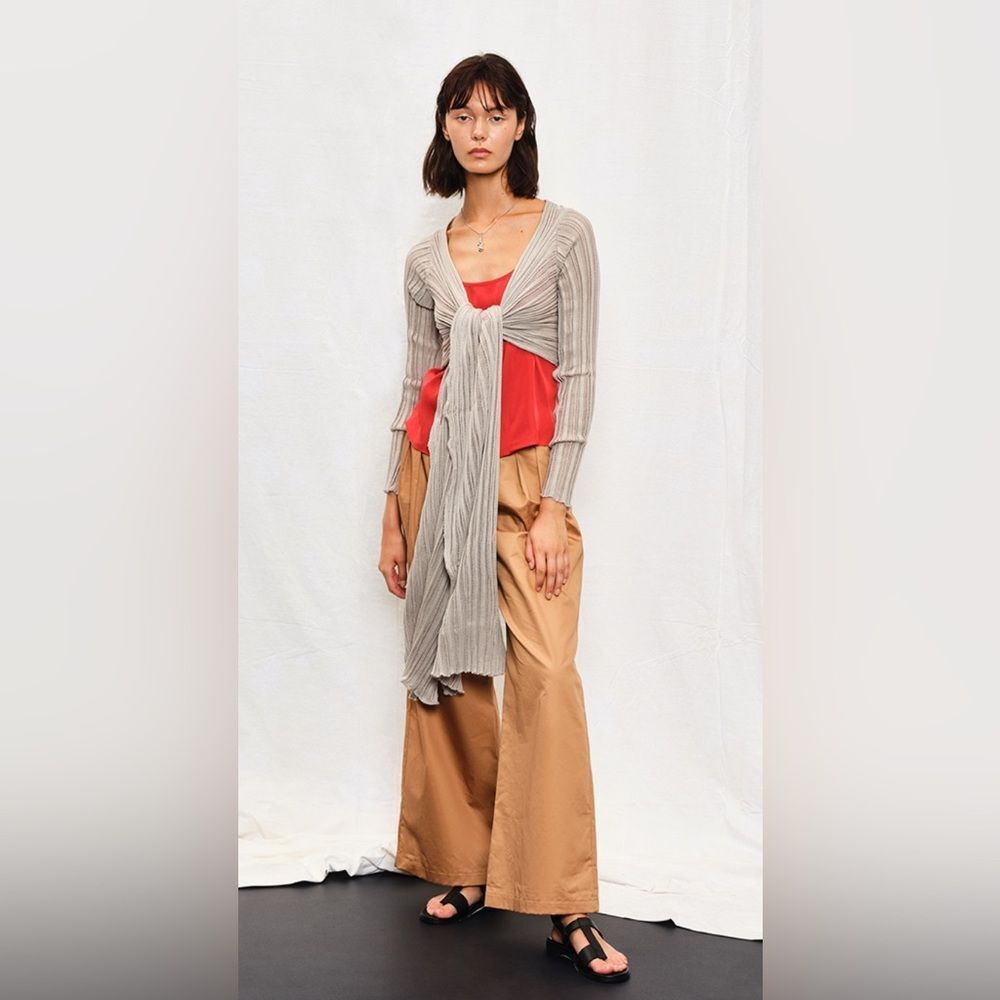 Cream Waterfall Cardigan Sweater Lightweight Knit